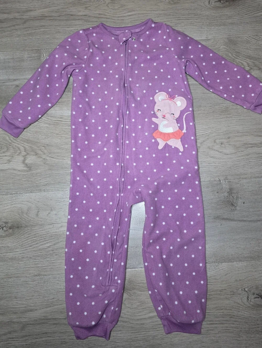 Carter's Toddler Girls' Mouse Fleece Footie Pajamas With Polka Dots, Size 4T